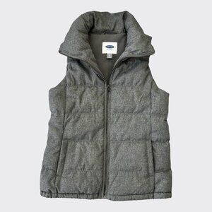OLD NAVY Women’s Grey Quilted Puffer Vest XS Lightweight Zip Up Winter